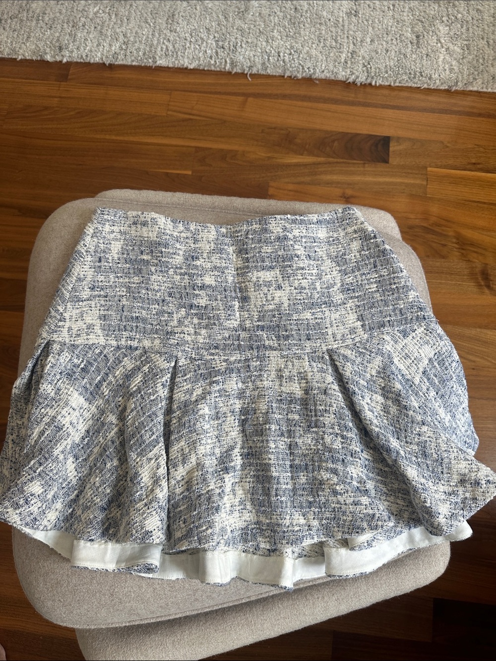 10 Crosby Derek Lam Blue and White Textured Flounce Skirt
